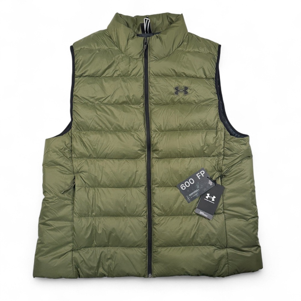 Under Armour Legend 600 Down Vest Mens 2XL Olive Green Coldgear Infrared Zip NWT